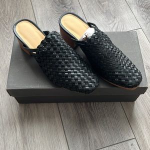 NIB Nisolo All Day Woven Heeled Mule in Black